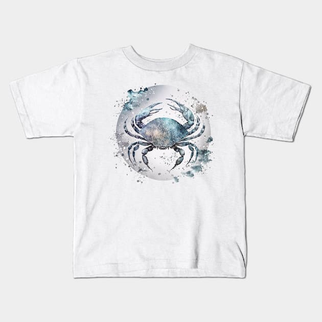 Watercolor Zodiac - Cancer Kids T-Shirt by Goddess Designs